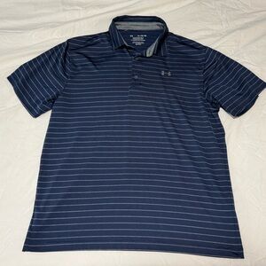 Under Armour Men's Dark Blue Striped Polo